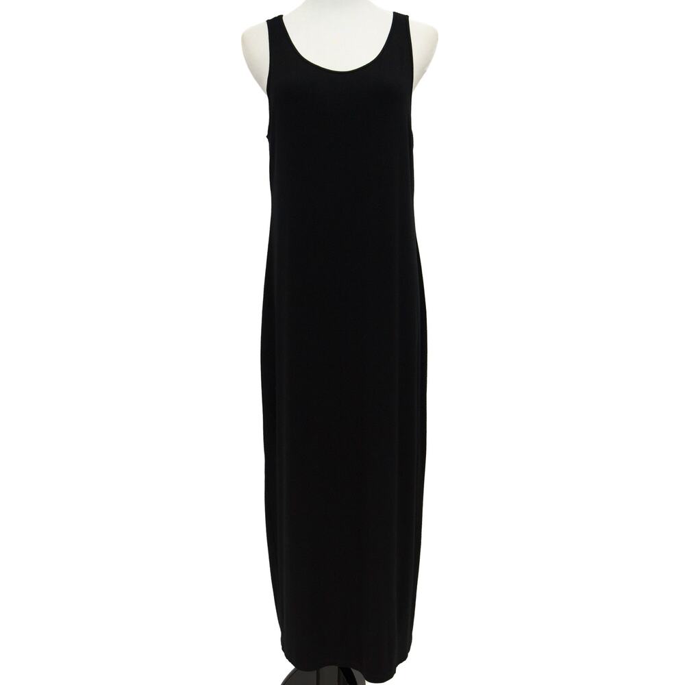 Eileen Fisher Black Viscose Scoop Neck Tank Dress Size Medium